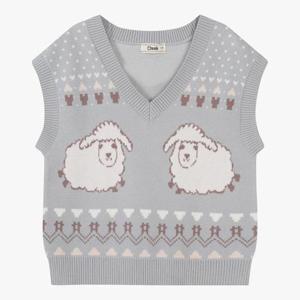 치크 HC09 양 자카드 스웨터 조끼 CKVK24W3B73