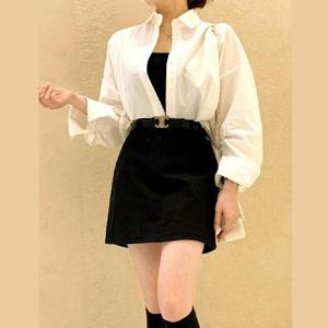 루즈핏 핀턱 퍼프 가을 코튼 크롭 숏 셔츠 남방 코디