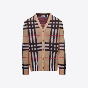 버버리 남성 체크 코튼 브이넥 아카이브베이지 가디건 8070287 A7026
