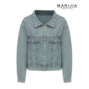 [마리지아][MARIJIA] 진주 큐빅 데님 청 자켓_MJKA32017