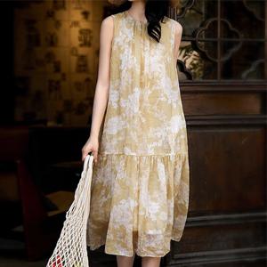 [패션시그널] 뒷리본네크라인 민소매 롱원피스 EF89AF