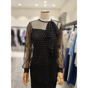 모조 모조에스핀 시스루 리본 포인트 블라우 (J252XSC008)