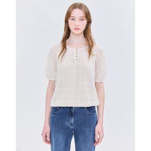 질스튜어트 뉴욕 여성 25SS 시즌오프 아이보리 글리터장식 반팔니트 JSSW5B340IV