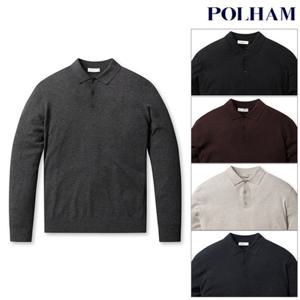 [폴햄] PHF4ET1010 남성 캐시블렌드 솔리드 카라 니트