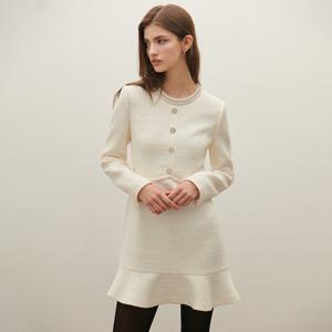 [SATIN] 진주 트리밍 트위드 플레어 원피스 O254T604