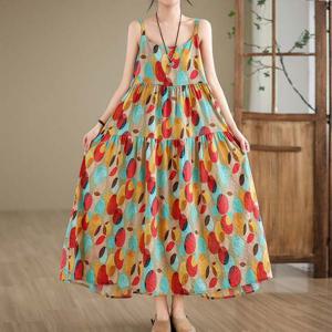 F007245_땡땡이나염 셔링주름 린넨원피스