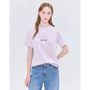 질스튜어트 뉴욕 여성 25SS 인기 급상승시즌오프 핑크 자수 코튼 반팔티셔츠 JSTS5B300P1