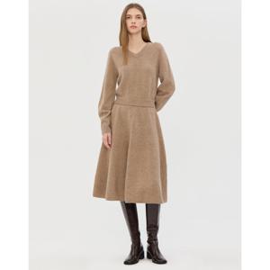 질스튜어트 뉴욕 여성 25FW 시즌오프 베이지 멜란지 울캐시미어 브이넥 니트 원피스 JSSW5D530I2