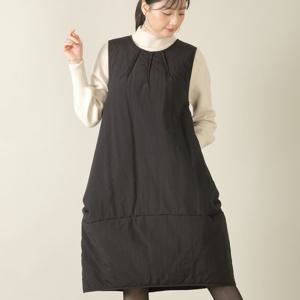 애비뉴투지 엄마옷 두툼한 패딩 솜 핀턱 겨울 항아리 롱 조끼 원피스 K13541