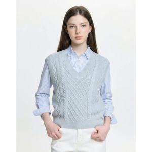 헤지스 여성 26SS 아이코닉 케이블 V넥 베스트 그레이 HSSW6AC13G2