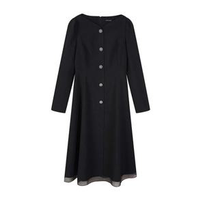 플라스틱아일랜드  (PS1WO261) 보석버튼 트위드 플레어 원피스