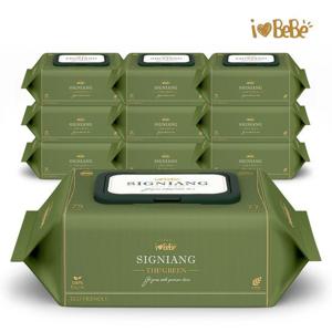 [아이러브베베]레이온100 생분해 75g 시그니앙 더그린 77매 10팩 캡형 아기물티슈