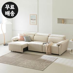 라인 슬라이딩 패브릭 확장형 4인용 전동소파(베이지)