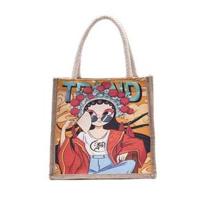 여성 손가방 그림 패브릭 가방 유니크 사각 에코백