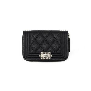 샤넬 카드지갑 빈티지 퀼팅 캐비어 지퍼 BLACK A80602 B01489 94