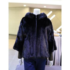 [아르테] 여성 양가죽 배색 리얼밍크 집업 코트 DQDCFJ710