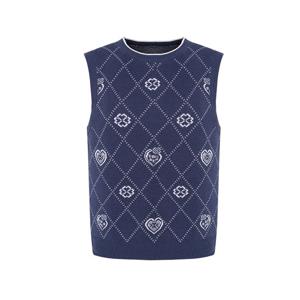 [크로커다일 레이디]격자 패턴라운드 니트 베스트 CLDWSW109