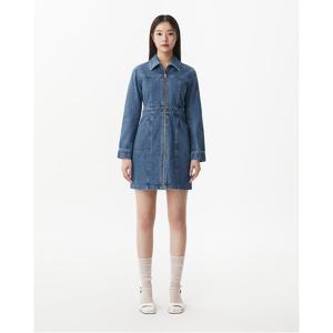 플라스틱아일랜드  (PR1DO281) 집업 데님 미니 원피스