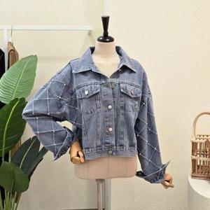 [포커스]FS5A3JK30496_진주 디테일 데님 재킷