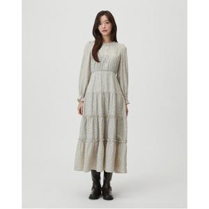 플라스틱아일랜드  (PR1WO262) 라운드넥 티어드 셔링 원피스