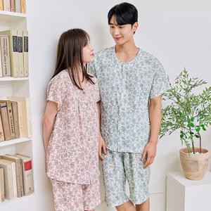 바풀 CA5S14316 커플잠옷 인견 파자마 남성 여성 여름 반팔 잠옷 세트