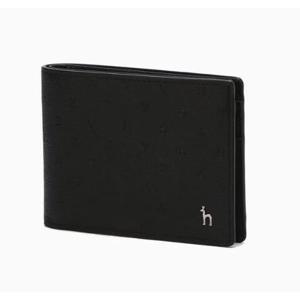 [헤지스ACC] 블랙 음각패턴 소가죽 슬림 반지갑 HJWA5F571BK