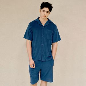 라페어 남자 쿨 네이비 테리 셔츠 리조트 셋업 LMMDAST0418-CN