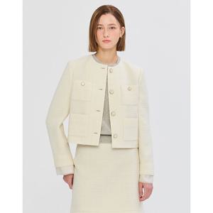 질스튜어트 뉴욕 여성 25SS 인기상품 리오더 크림 포켓 소매 커프스 울혼방 트위드자켓 JSJA5B140CR
