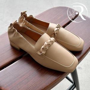 [디자이어로즈] 여성 소가죽 꼬임 뒷밴딩 로퍼 단화