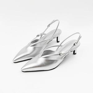 [신난다슈] 여성 구두 슬링백 힐 5cm 여자 스틸레토 펌프스 뮬 발편한 미들힐 NF265503 실버