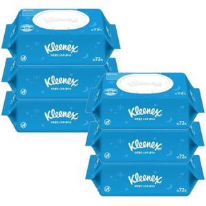 [땡큐온]크리넥스 코튼클린 소프트 클렌징 물티슈 72매 x6개