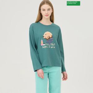 베네통 퍼피 프린팅 저지 티셔츠 BATS03511