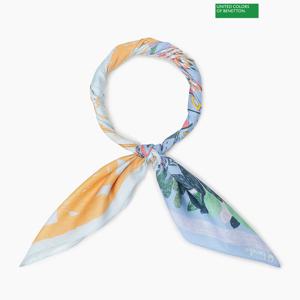 베네통 트리 컬러 블록 실크 스카프 BCMF02511