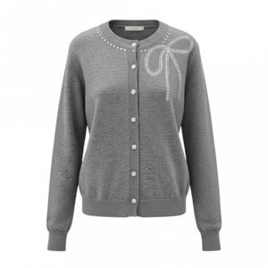 페이지플린  (F6ACA003) 라운드넥 비쥬 리본 가디건