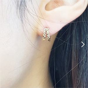 미니골드 18K 더블라이닝 링 귀걸이 EGRM4155
