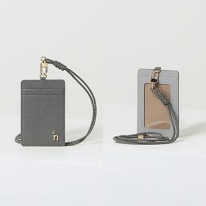 [헤지스] 그레이 배색 가죽 목걸이카드홀더 HIHO5E602G2