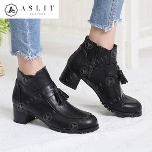 [애슬릿] 빅사이즈 테슬 스트랩 여성 앵클 부츠 힐