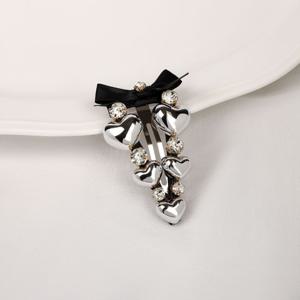 시후주얼리 큐빅 하트 리본 포인트 똑딱핀 HA888Hp 똑딱핀