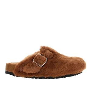 버켄스탁 퍼 버클 라운드 토 시어링 클로그 1031355 CARAMEL