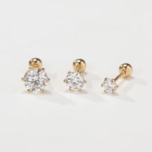 [더스톤즈] 14K 에끌라 랩다이아몬드 피어싱 4mm