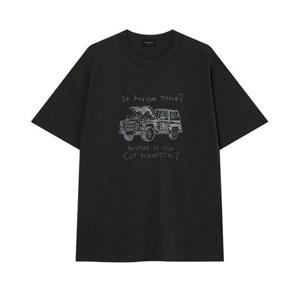 커버낫 빈티지 카 드로잉 티셔츠 Charcoal 342935