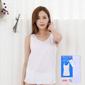 (트라이)시원한 쿨모시 매쉬 백색 여성런닝