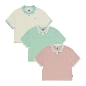 [내셔널지오그래픽 키즈] K242GPL910 여아 테리 카라 반팔티 3종택 1