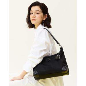 [닥스][벨포드] 블랙 크로커 소가죽 배색 나일론 숄더백 M DCBA5F052J