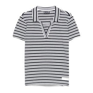 아르마니 EA7 블랙 브이넥 숏 사이드 슬릿 티셔츠 7W000490 AF1