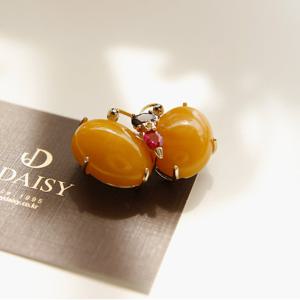 바이데이지 04Bh0226 호박원석 컬러큐빅 나비브로치