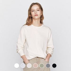 [백화점][지오다노] 여성 봄 라운드넥 기본핏 솔리드 무지 면 긴팔 티셔츠 326501