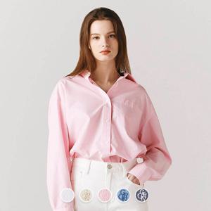 [지오다노/본사] 344508 여 자수 루즈핏 셔츠