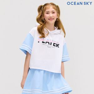 [오션스카이]여아 테이프 장식 반팔 후드티셔츠-DBJG5866D0D