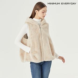 [미니멈][미니멈 에브리데이]페이크 퍼 후드 집업 베스트 (EA4VW004D)